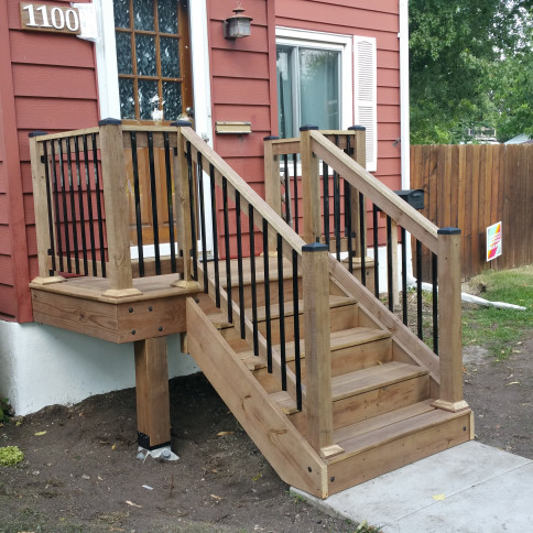 Prefab 1 Cedar Tone Stoop | Decks By Design